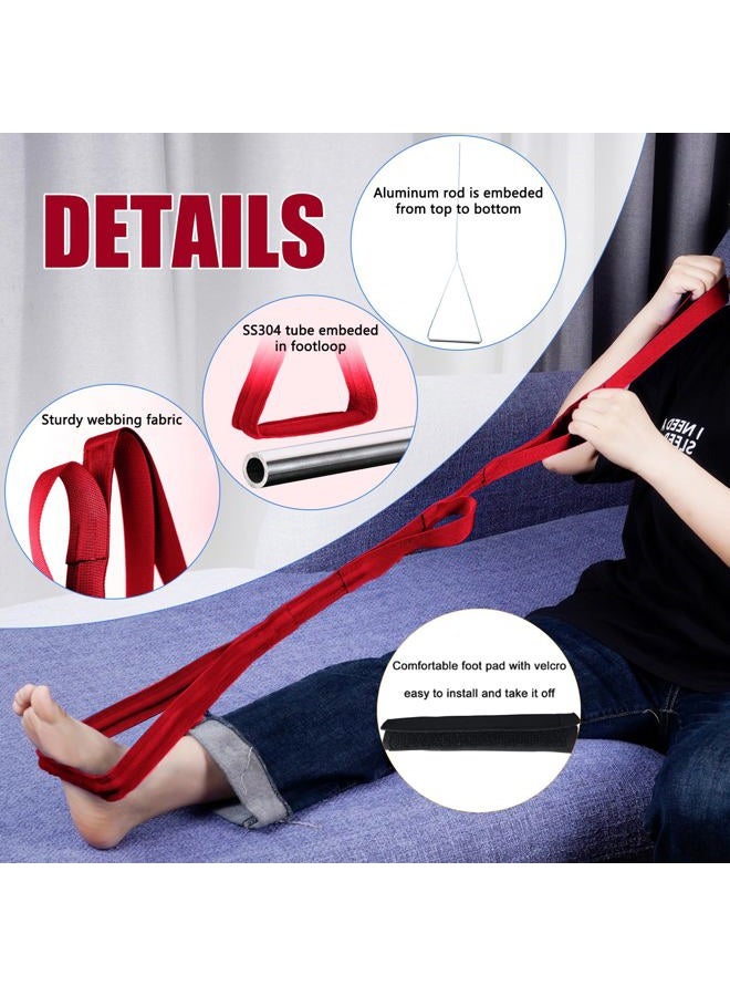 Hirritale 42 Inch Long Leg Lifter,Leg Lifter Strap with Large Rigid Foot Loop &Sturdy Multiple Handles For Limited Mobility, Knee, or Hip Replacement Surgery(Red)… - Image 2