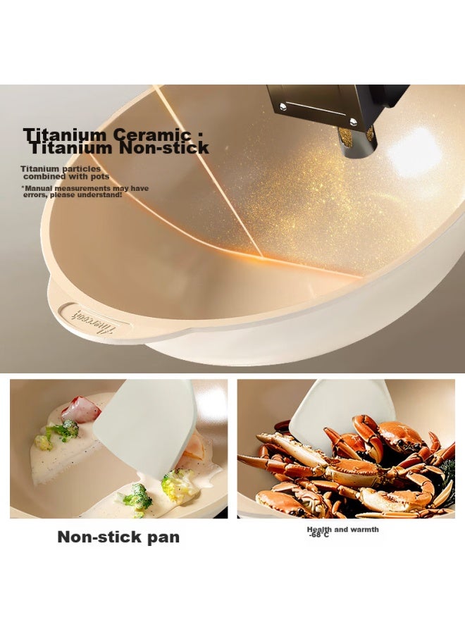 Amercook Titanium Ceramic Non-stick Wok, Uncoated Stir-fry Pan, Household Flat-bottom Titanium Pan, Suitable For Induction And Gas Stoves - Image 2
