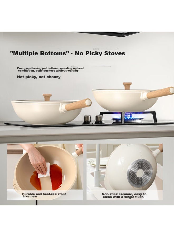 Amercook Titanium Ceramic Non-stick Wok, Uncoated Stir-fry Pan, Household Flat-bottom Titanium Pan, Suitable For Induction And Gas Stoves - Image 4