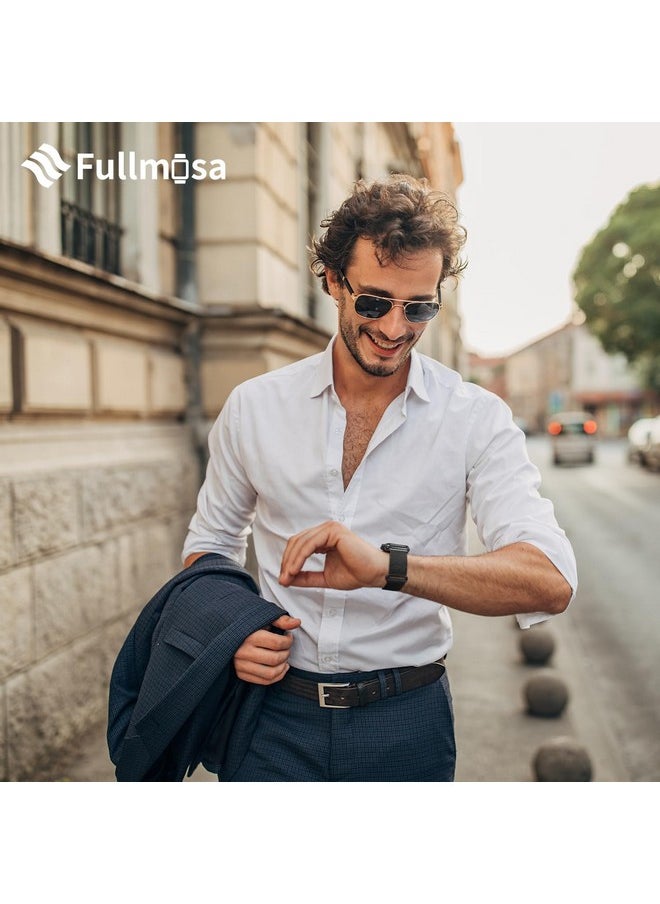 Fullmosa - Fullmosa Compatible with Apple Watch Strap 49mm 46mm 45mm 44mm 42mm（Series 3/2/1） Women Men,Milanese iWatch Strap Ultra 2/1 Series 10 9 8 7 6 5 4 3 2 1 SE SE2,Black [Watch and Case NOT Included] - Image 1