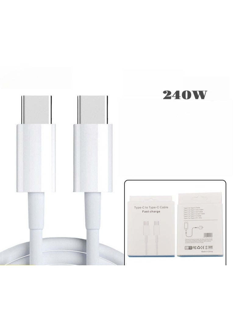 BASEMO 240W PD Fast Charging Cable, 1.5M White USB-C to USB-C, Safe Charger for Apple iPhone 16/17 Series, iPad & Mac Devices - Image 2