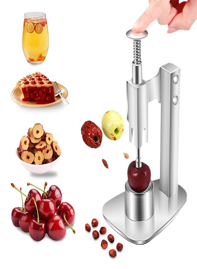 PhantomSky Cherry Pitter, Stainless Steel Cherry Pit Remover, Portable Cherry Seed Remover, Easy-to-Use Cherry Stoner for Quickly Making Cherry jam, Cherry Pie and Syrup (Heavy Duty) - Image 1