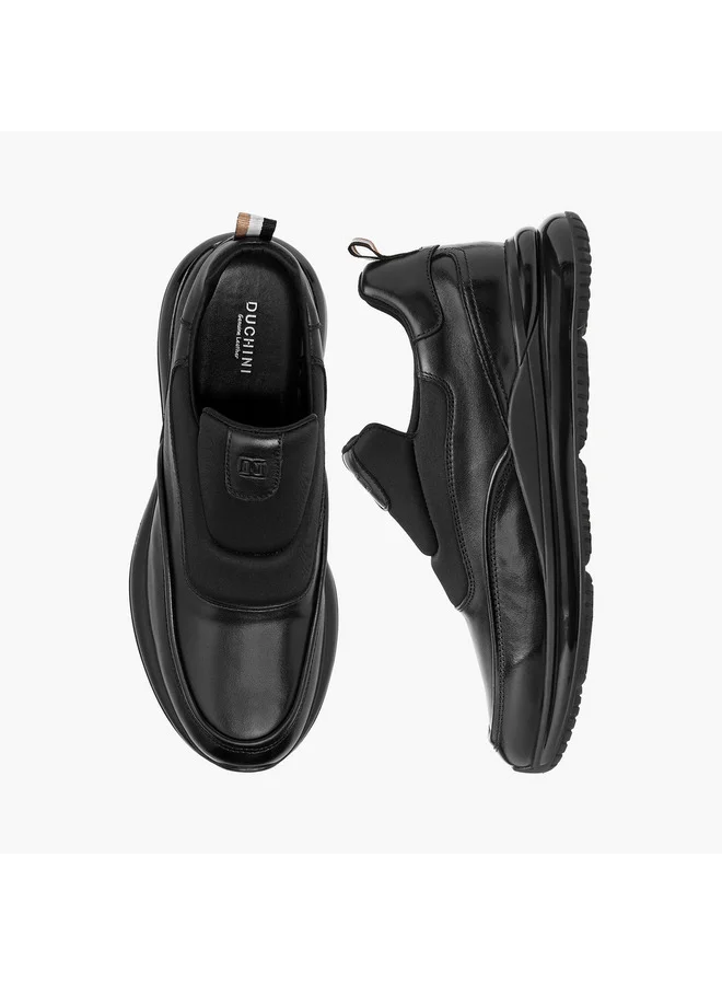 دوتشيني Men's Logo Embossed Slip-On Loafers