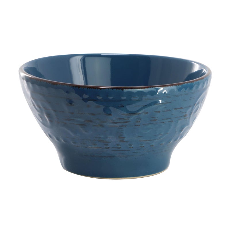 Elama Malibu Deep Ocean 16-Piece Stoneware Embossed Pattern Reactive Glaze Dark Blue Dinnerware Set, Tableware, Serveware Set (Deep Ocean Blue) - Image 4
