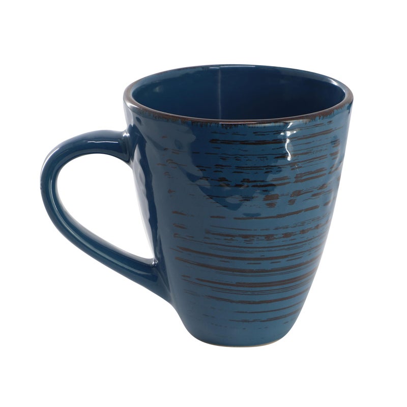 Elama Malibu Deep Ocean 16-Piece Stoneware Embossed Pattern Reactive Glaze Dark Blue Dinnerware Set, Tableware, Serveware Set (Deep Ocean Blue) - Image 5