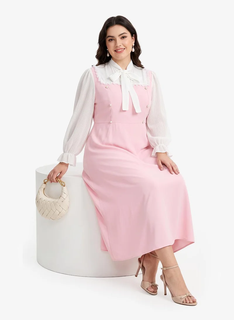 Ginger Plus  Mock Neck Colorblock A Line Dress for Women | Best Price UAE