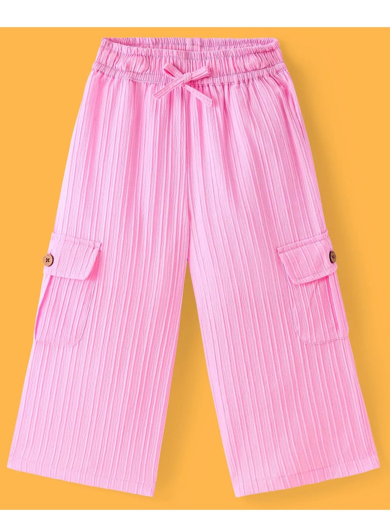 Ollington St. Textured Woven Sleeveless Top With Frill Detailing & Culottes/Co-ord Set With Pockets Solid Colour - Pink - Image 4