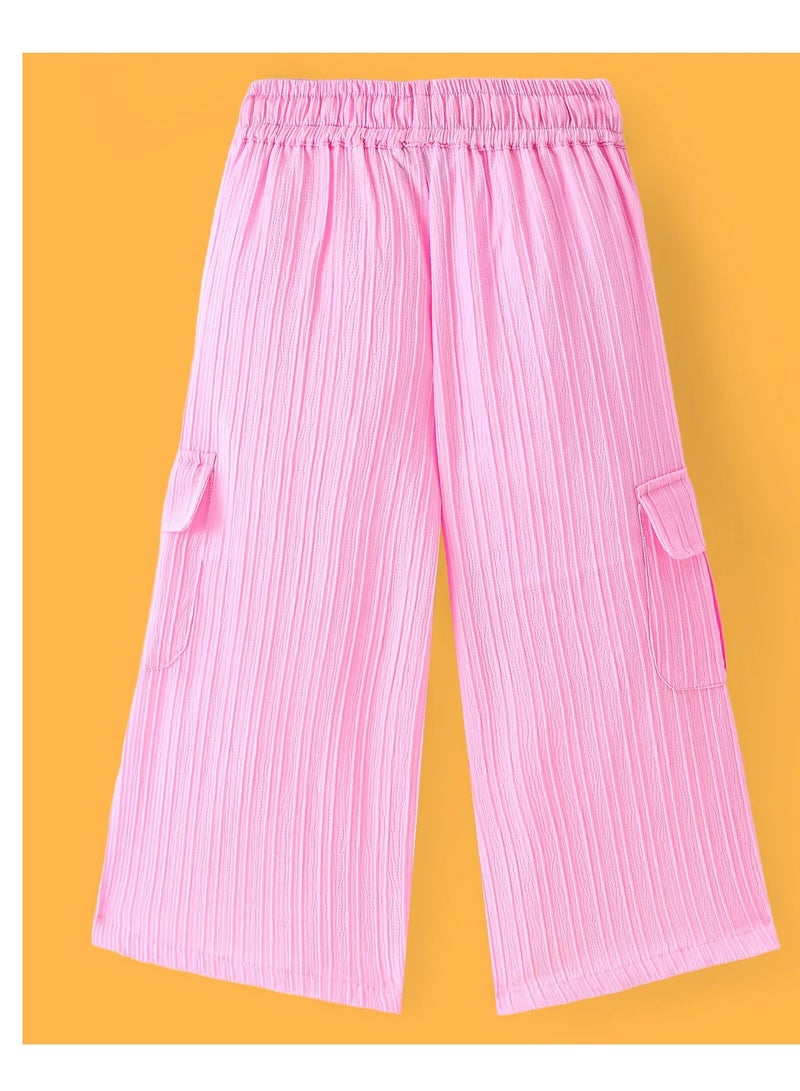 Ollington St. Textured Woven Sleeveless Top With Frill Detailing & Culottes/Co-ord Set With Pockets Solid Colour - Pink - Image 5