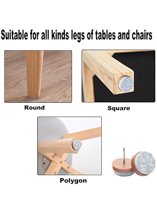40pcs Round Heavy Duty Nail-on Felt Pad for Furniture Chair Table Leg Feet Floor Protectors Slide Smoothly (Brown, Pad Diameter 20mm)  - Image 2