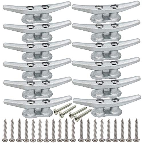 VEITHI Dock Cleat 4 inch - Hot Dipped Galvanized Boat Cleats, Rope Cleat, Boat Dock Cleats with Hardware Ideal for Small Boat,Deck,Piers for Tying up Boats,Marine Decor,Boat Tie Down Cleats (12 Pack) - Image 1
