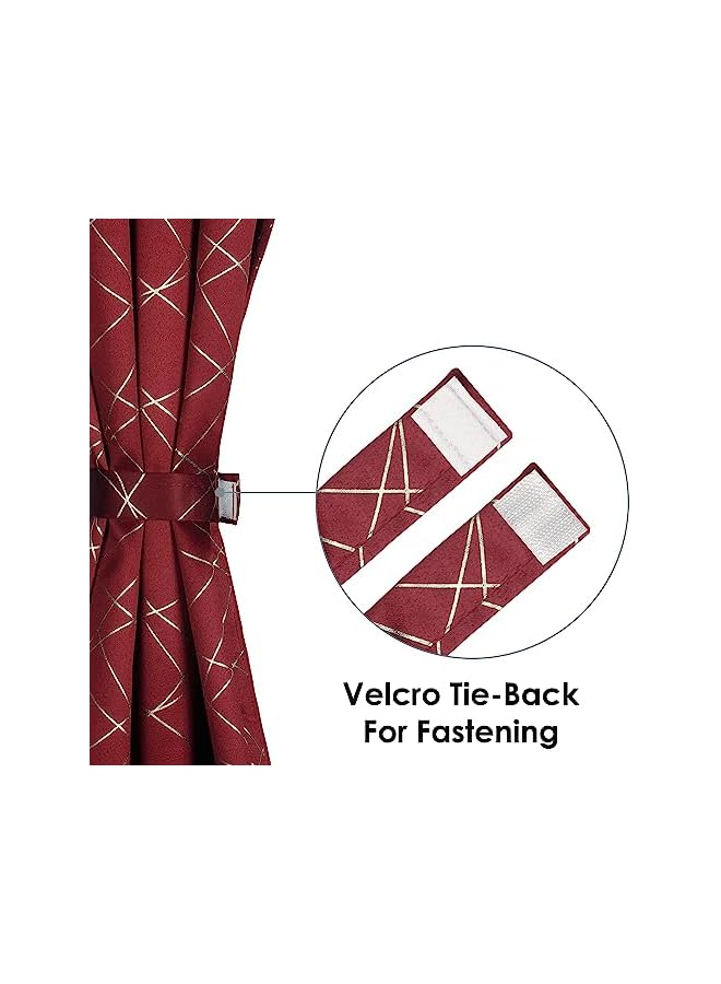The Bros ستارة باب 215 سم من الحرير الصناعي بنمط متقاطع 100% حجب الضوء، مارون، عبوة من 2 - Image 2