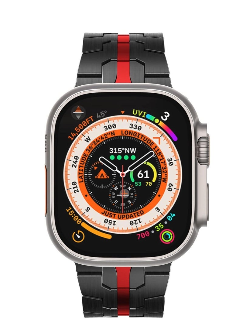 JAJEEK Stainless Steel Strap for iWatch 49mm, 46mm, 45mm, 44mm, 42mm – Black/Red Replacement Band for Apple Watch Ultra 3, Ultra 2, Ultra, Series 10, 9, 8, 7, SE, 6, 5, 4, 3, 2, 1 – Stylish, Durable, and Adjustable - Image 2