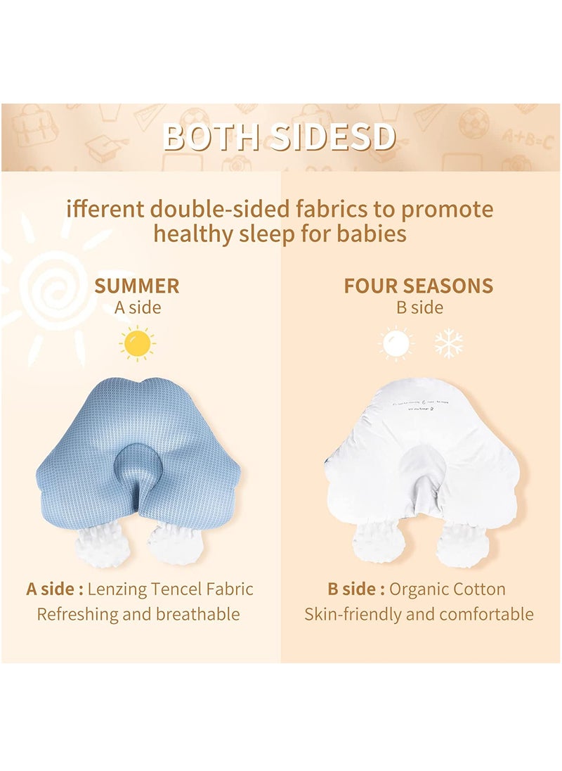 Gonice - Baby Head Shaping Pillow, Infant Anti-Startle Sleep Pillow, Removable, Drawstring Adjustable Winter and Summer Dual-Use, Suitable for Babies 0-36 Months - Blue - Image 1