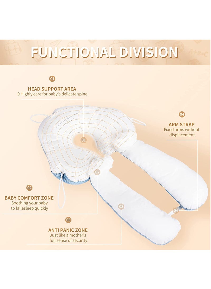 Gonice - Baby Head Shaping Pillow, Infant Anti-Startle Sleep Pillow, Removable, Drawstring Adjustable Winter and Summer Dual-Use, Suitable for Babies 0-36 Months - Blue - Image 1