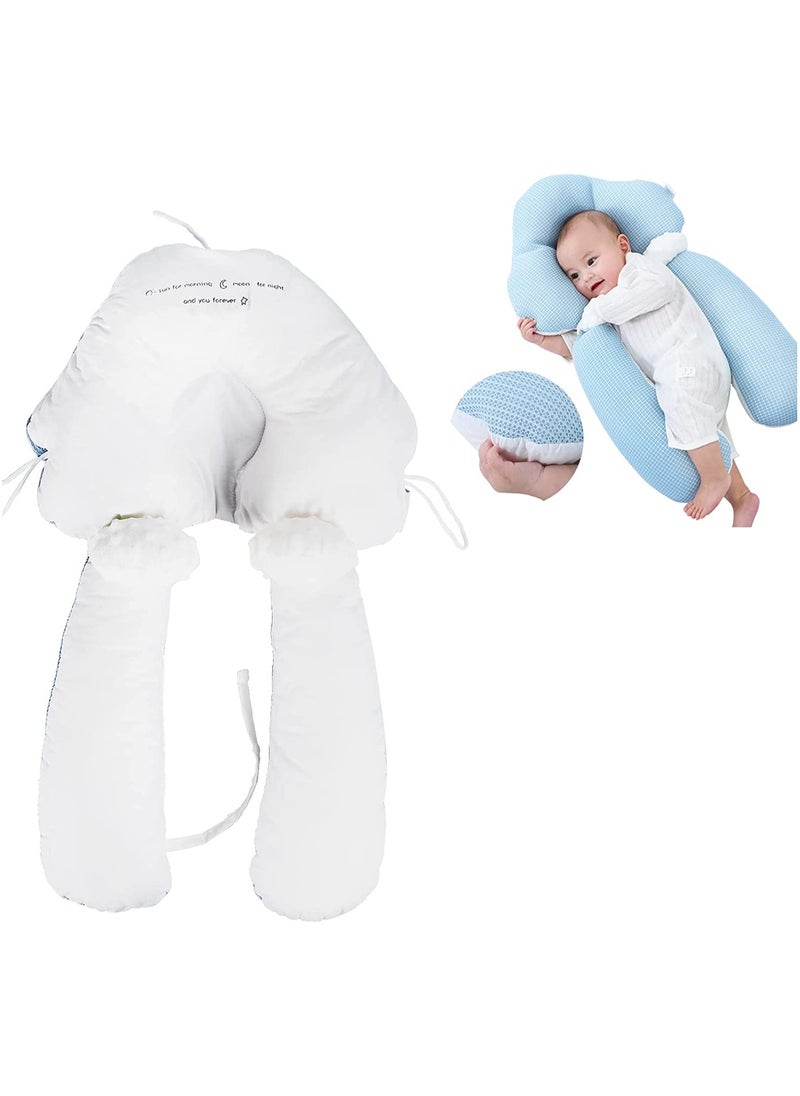 Gonice - Baby Head Shaping Pillow, Infant Anti-Startle Sleep Pillow, Removable, Drawstring Adjustable Winter and Summer Dual-Use, Suitable for Babies 0-36 Months - Blue - Image 1