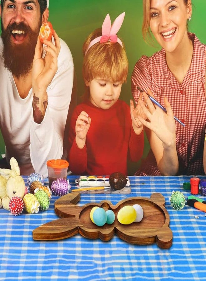 NIYANGLE Easter Bunny Tray, Rabbit Shaped Charcuterie Board Wood Dessert Serving Plate Kitchen Appetizer Tray Cheese Board Sushi Fruits Snacks Platter Easter Decor - Image 3