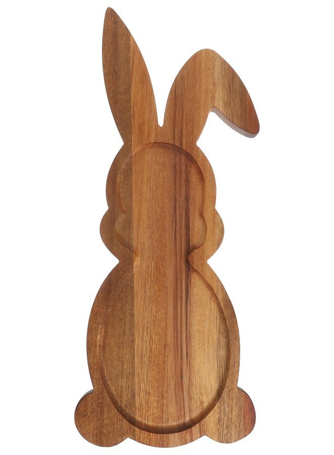 NIYANGLE Easter Bunny Tray, Rabbit Shaped Charcuterie Board Wood Dessert Serving Plate Kitchen Appetizer Tray Cheese Board Sushi Fruits Snacks Platter Easter Decor - Image 1