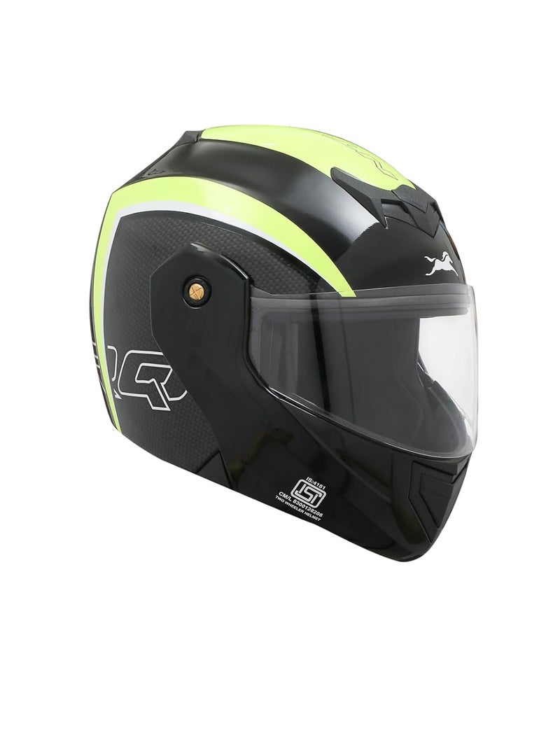 TVS Ntorq Full Face, Flip Up Helmet with ABS Shell, ISI Certified, Scratch and UV Resistant Visor, Neon-Black - Image 2