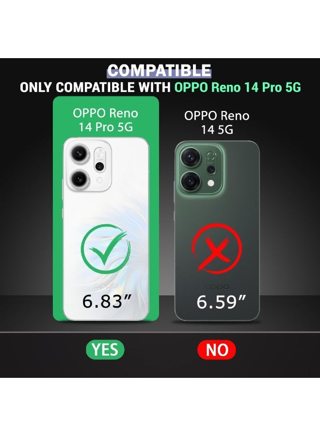 Case for Oppo Reno 14 Pro 5G Clear Cover Hard PC Back Cover with Shockproof TPU Black Border 360 Degree Impact Resistant non-Yellowing Transparent Cover For Oppo Reno 14 Pro 5G  - Image 2