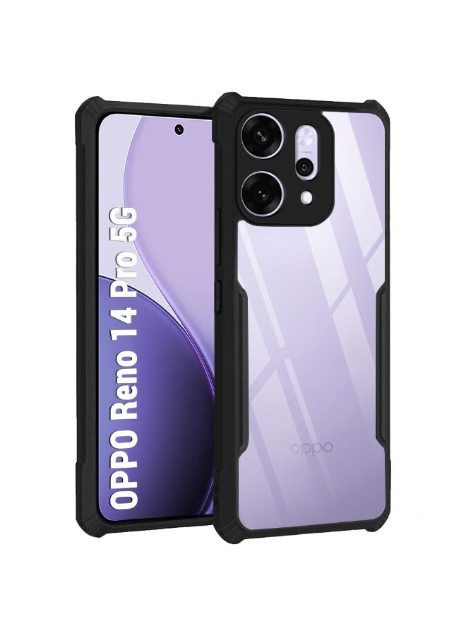 Case for Oppo Reno 14 Pro 5G Clear Cover Hard PC Back Cover with Shockproof TPU Black Border 360 Degree Impact Resistant non-Yellowing Transparent Cover For Oppo Reno 14 Pro 5G  - Image 1