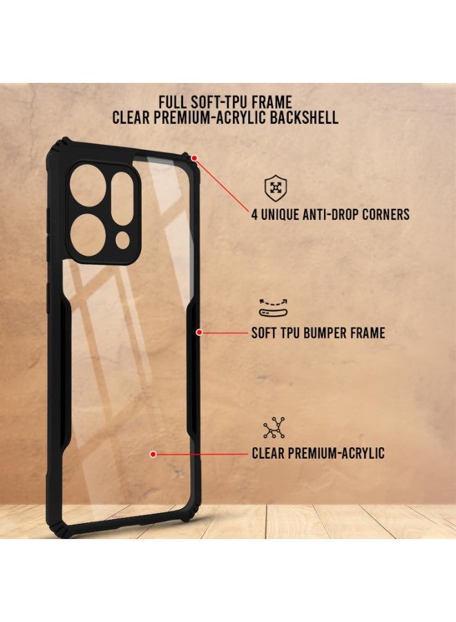 Case for Oppo Reno 14 Pro 5G Clear Cover Hard PC Back Cover with Shockproof TPU Black Border 360 Degree Impact Resistant non-Yellowing Transparent Cover For Oppo Reno 14 Pro 5G  - Image 3