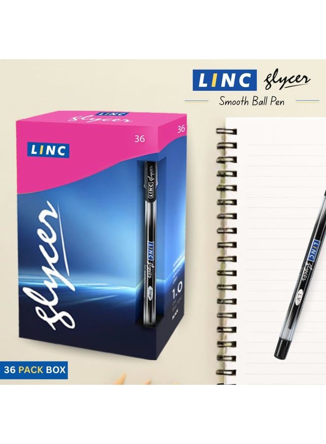 linc Glycer Smooth Ball Point Pen, Soft Grip, 1.00mm Tip, 36-Count, Black - Image 2