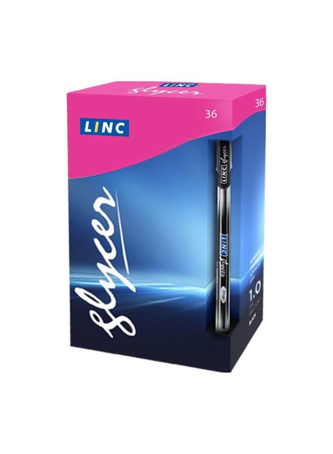 linc Glycer Smooth Ball Point Pen, Soft Grip, 1.00mm Tip, 36-Count, Black - Image 1