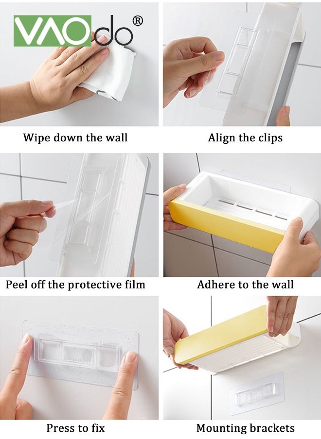 Multi-functional Towel Holder Retractable Washbasin Rack Punch-Free Storage Rack With Hook Super Load-Bearing Bathroom Storage Rack Kitchen Storage Rack Yellow