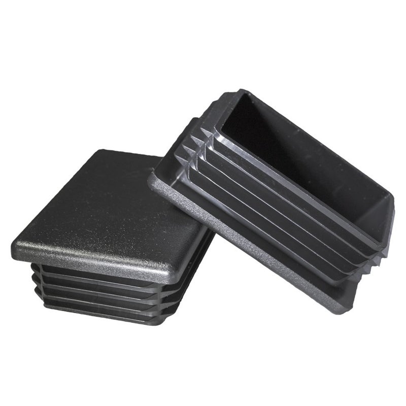 Prescott Plastics 2 x 3 Inch Rectangle Plastic Plug Insert (4 Pack), Black End Cap for Metal Tubing, Fence, Glide Insert for Pipe Post, Chairs and Furniture