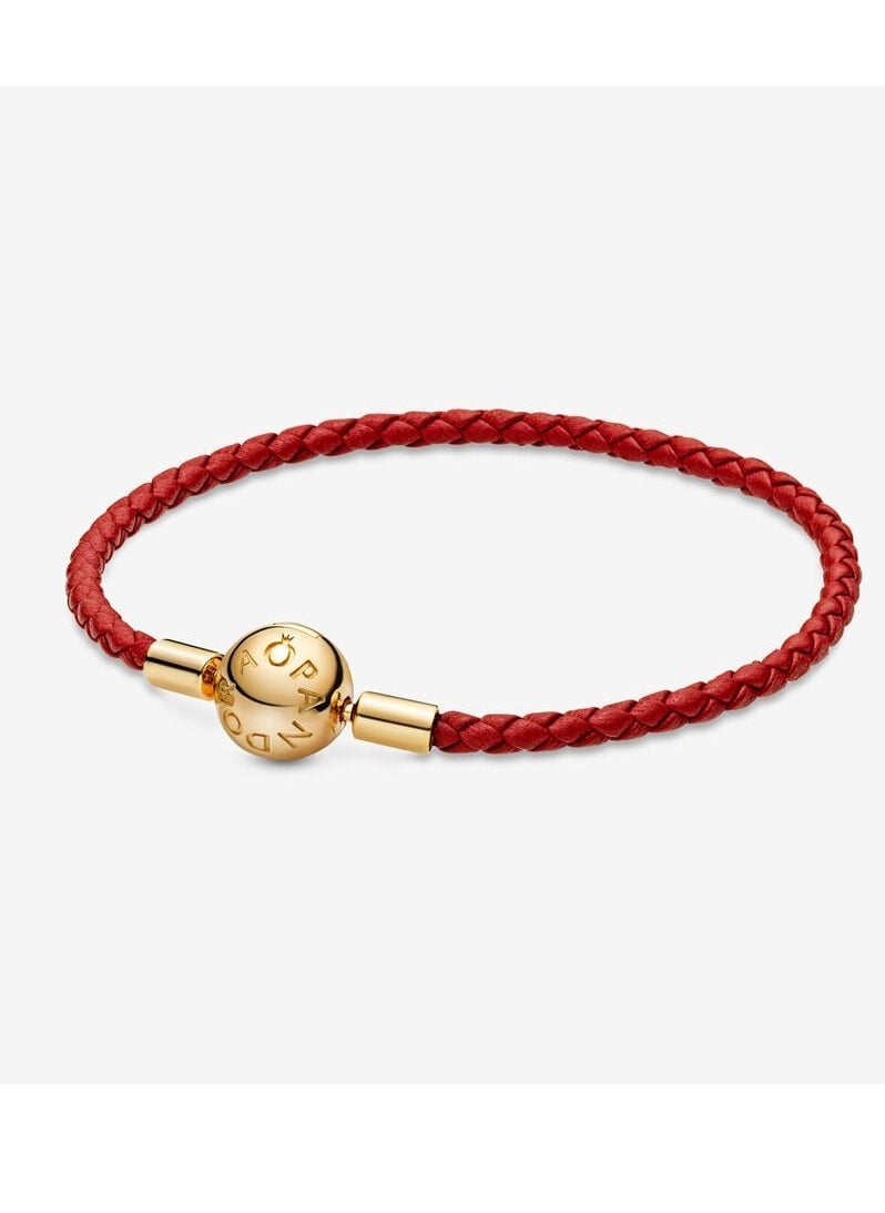 Pandora Violet - Pandora Moments Red Woven Leather Bracelet - Image 1