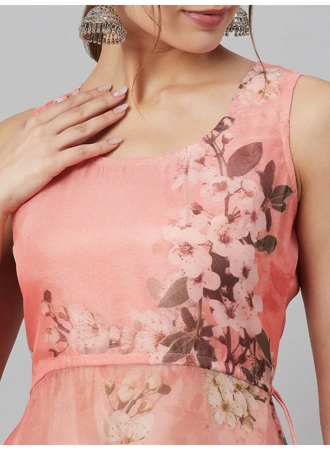 AKS AKS Floral Printed A-Line Kurta With Skirt