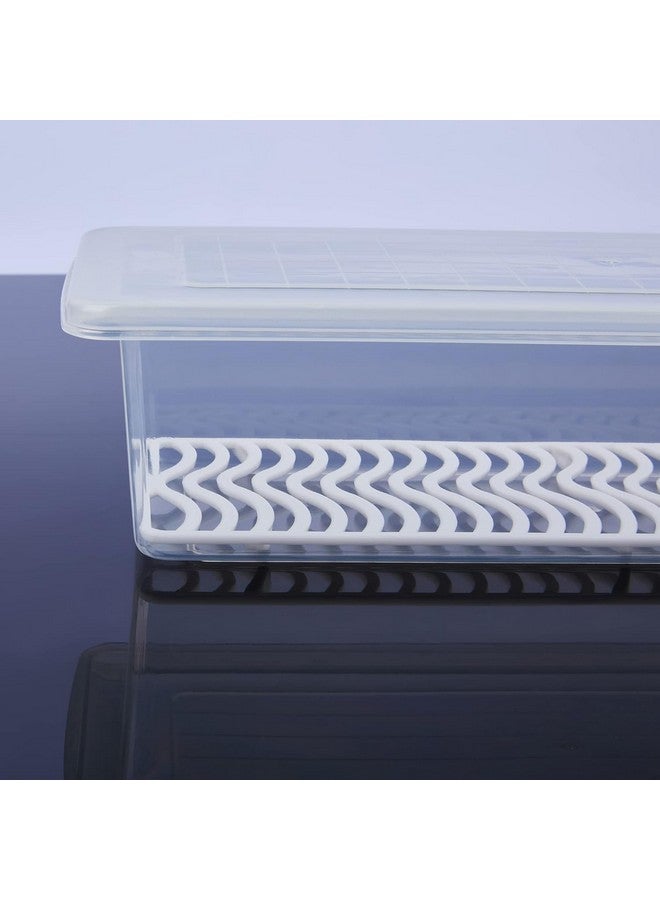 Rylan Plastic Fridge Storage Boxes (Pack Of 2), Fridge Organizer With Removable Drain Plate Tray Keeps Fruits, Vegetables, Meat, Fish Fresh Longer (1500 Ml),White - Image 5