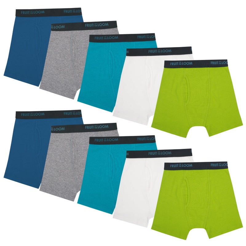Fruit of the Loom Boy's Big Toddler Boxer Briefs, Tag Free & Breathable Underwear, Multipacks, 10 Pack-Assorted Colors, Large - Image 1