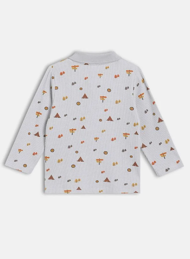 MINIKLUB Boys Printed Long Sleeve Polo T-Shirt
