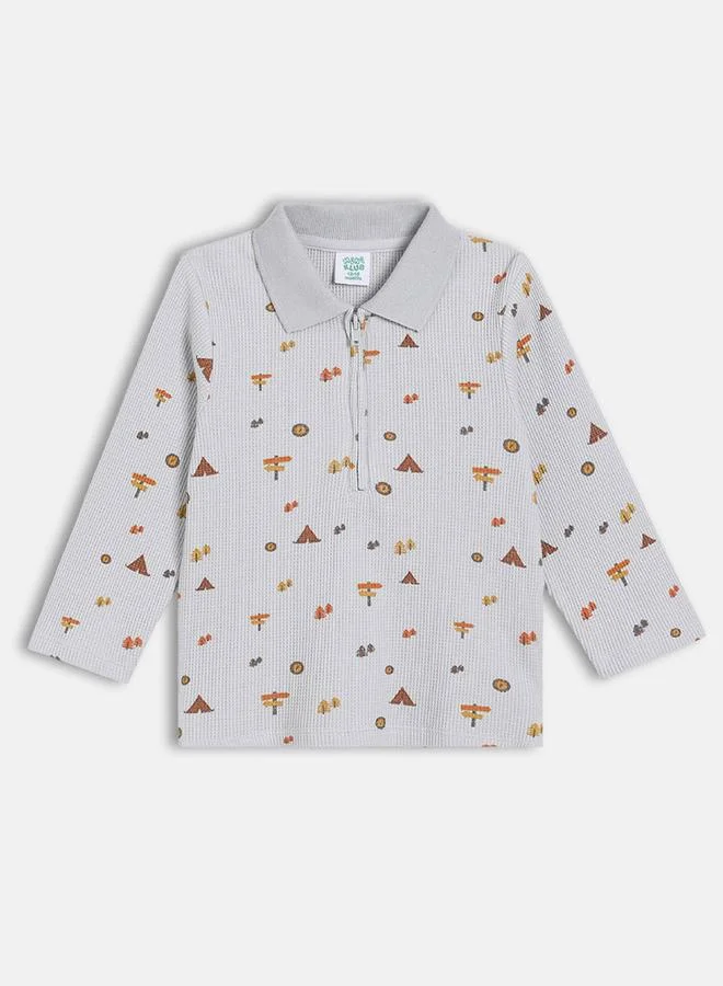 MINIKLUB Boys Printed Long Sleeve Polo T-Shirt
