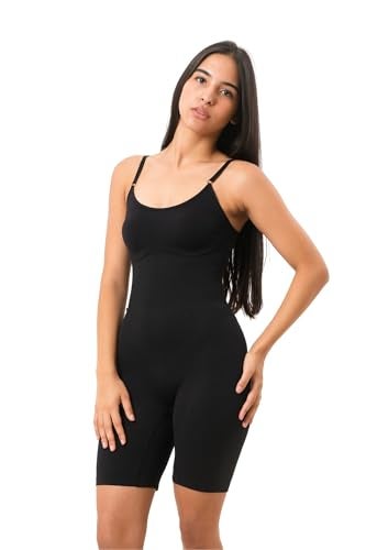 SHAPEMOUR Mid Thigh Bodysuit Bodyshaper, Sculpting Design Shapewear for Women, Body Shaper with Silicone Grip, No Steel Bones for All Day Comfort, Smooth and Seamless Fit (Black, XL) - Image 1