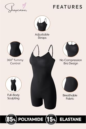 SHAPEMOUR Mid Thigh Bodysuit Bodyshaper, Sculpting Design Shapewear for Women, Body Shaper with Silicone Grip, No Steel Bones for All Day Comfort, Smooth and Seamless Fit (Black, XL) - Image 5