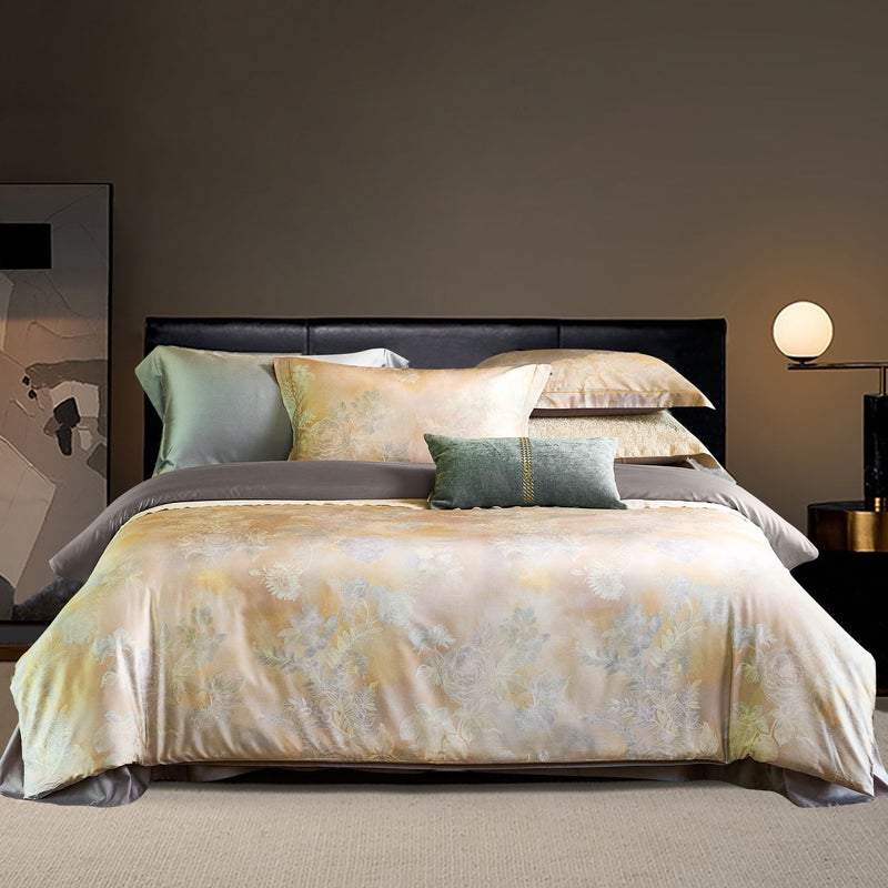 Luxury 120-Count Sateen Tencel Cotton Bed Linen Set 4-Piece - Starry Glow, Silky Soft Anti-Lint - Image 2