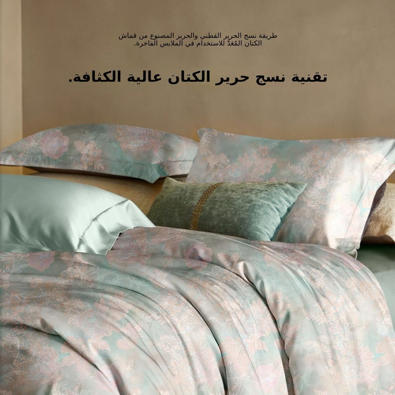 Luxury 120-Count Sateen Tencel Cotton Bed Linen Set 4-Piece - Starry Glow, Silky Soft Anti-Lint - Image 4