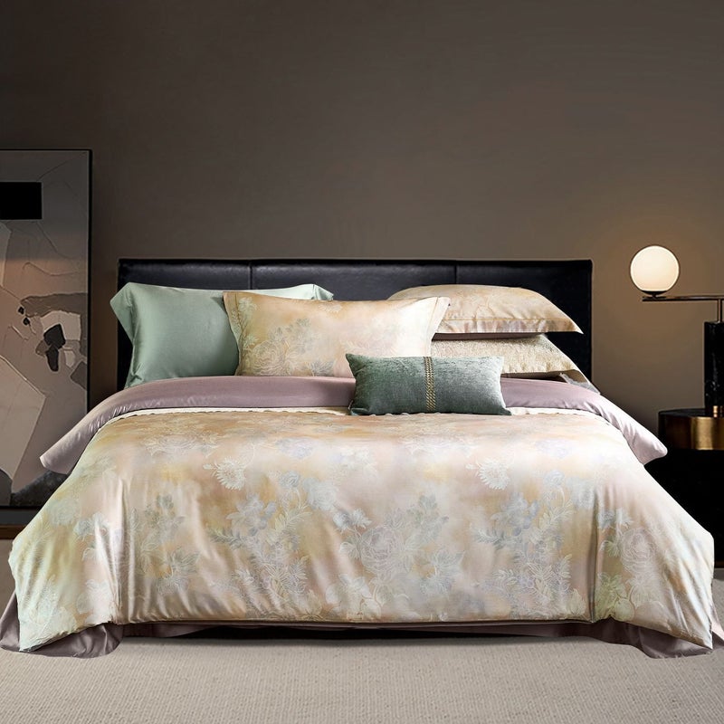 Luxury 120-Count Sateen Tencel Cotton Bed Linen Set 4-Piece - Starry Glow, Silky Soft Anti-Lint - Image 1