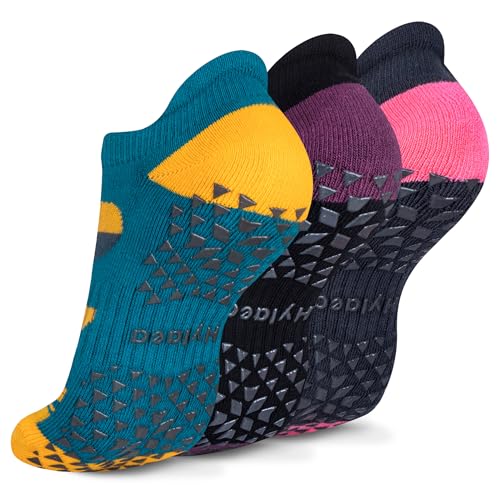 Hylaea Womens & Mens Non Slip Gripper Socks with Cushion for Yoga Pilates Barre Home Hospital Socks Yellow Blue Pink Brown Large X-Large - Image 1