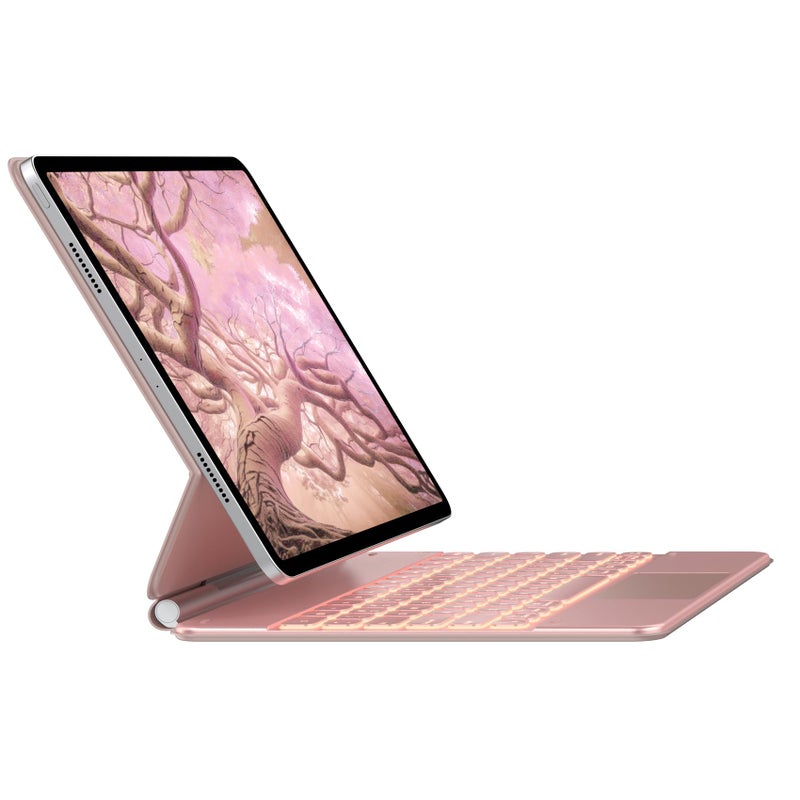 typecase Edge Keyboard Case for iPad Air 13M4M3M2 202620252024 iPad Pro 1296th5th4th3rd Gen Magic Keyboard with 11Color Backlight MultiTouch Trackpad Pencil Holder Rose Gold - Image 2