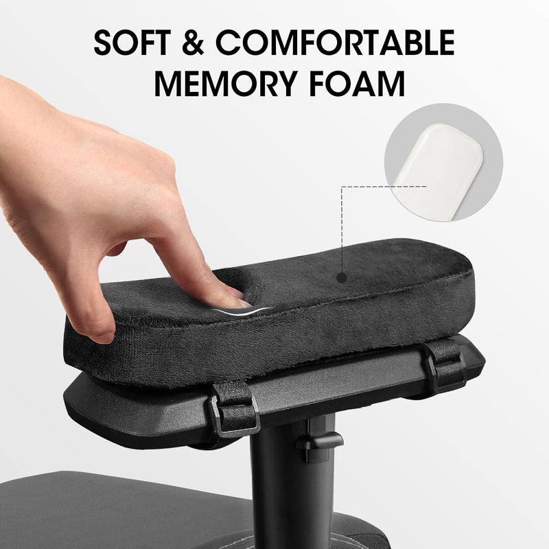 ZNCMRR 2 Pack Office Chair Armrest Pads Covers with Memory Foam Elbow Pillow for Forearm Pressure Relief, Black Arm Rest Covers for Office Chairs, Wheelchair, Comfy Gaming Chair(Black) - Image 3