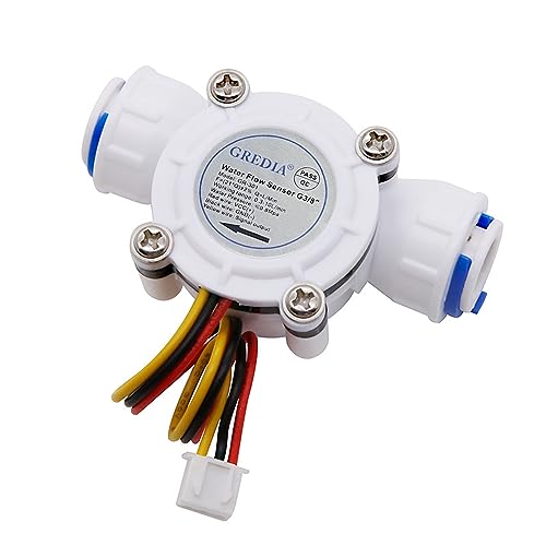 GREDIA 3/8" Quick Connect Water Flow Sensor Food-Grade Switch Hall Effect Flowmeter Fluid Meter Counter 0.3-10L/min - Image 1
