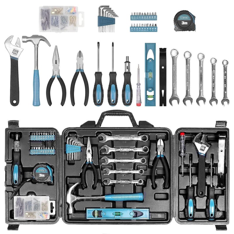 Zeite Tool Kit for Home, 144 Piece Hand Tool Set with Storage Box, General Basic Repair Tool Set with Hammer, Pliers, Wrenches, Voltage Tester, Measure Tape, Screwdriver Bits - Image 1