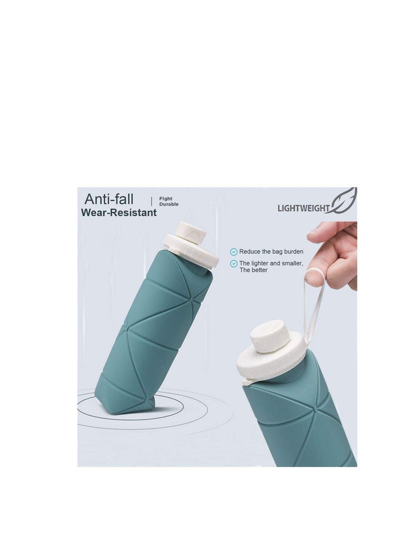 Y&D SPECIAL MADE Collapsible Water Bottles Leakproof Valve Reusable BPA Free Silicone Foldable Travel Bottle for Gym Camping Hiking Sports Lightweight Durable 600ML Dark Green  - Image 4