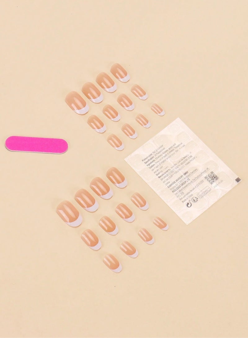 اظافر فرنسيه مزيفه بشكل لوزي تحتوي العلبه على 24 ظفر مع مبرد اظافر و صمغ - Image 5