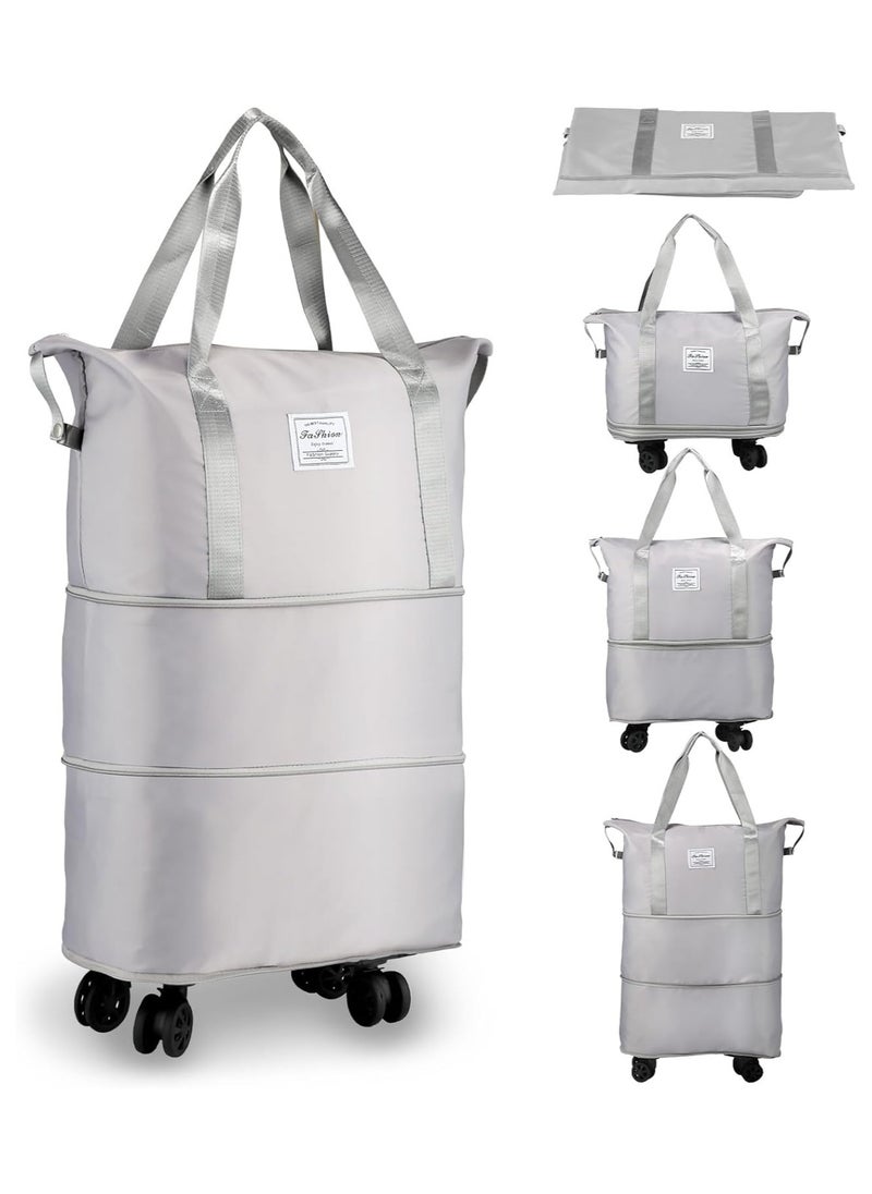 Generic - Rolling Duffle Bag with Wheels,Expandable Carry On Luggage Bag with Wheels,Foldable Duffle Bag for Travel,Weekend Bag for Women,Travel Duffel Bag with Spinner Wheels,Large Gym Bag (Grey) - Image 1