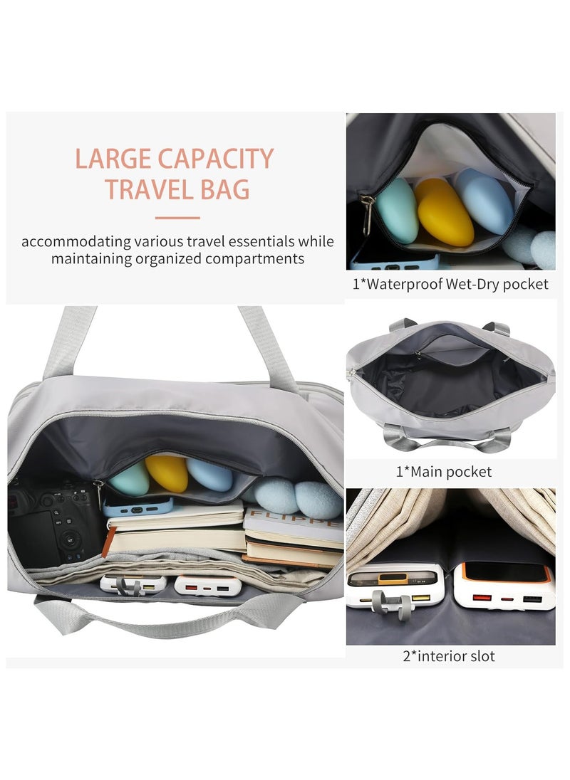 Generic - Rolling Duffle Bag with Wheels,Expandable Carry On Luggage Bag with Wheels,Foldable Duffle Bag for Travel,Weekend Bag for Women,Travel Duffel Bag with Spinner Wheels,Large Gym Bag (Grey) - Image 1