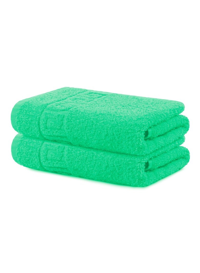 CONTEXT Solid Green 2 piece set 100% Cotton Hand Towel Gym Towel Face Towel - Image 1